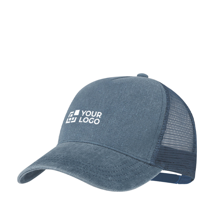 Casquette 5 panneaux effet délavé avec maille respirante ajustable