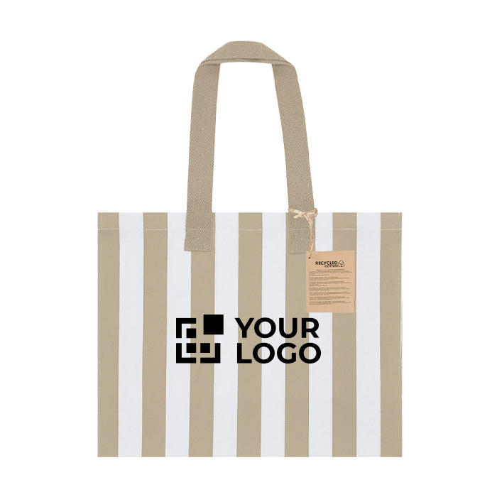 Sac en coton recyclé avec soufflet et longues anses 310 g/m²