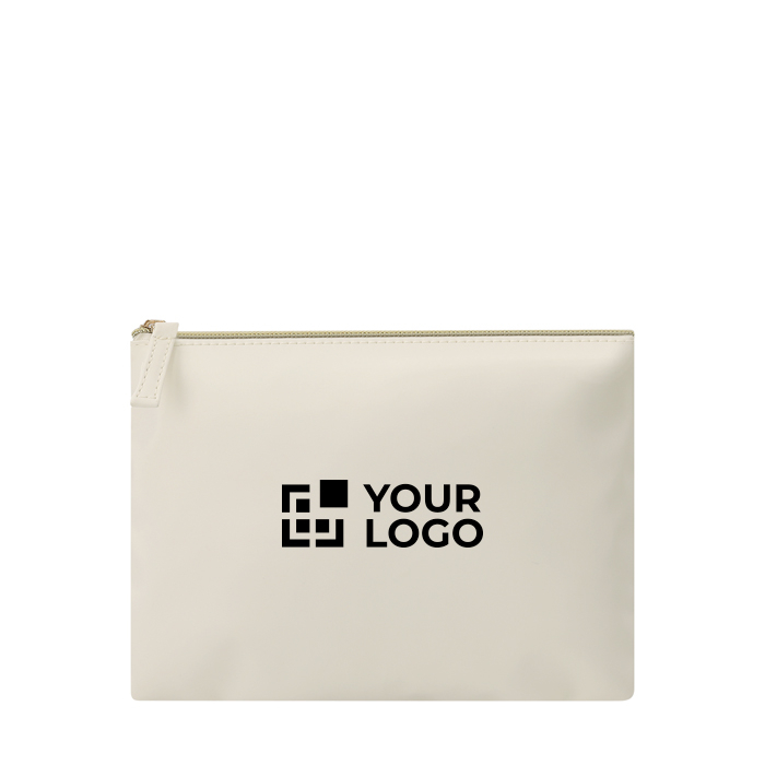 Trousse de toilette en cuir synthétique avec compartiment zippé