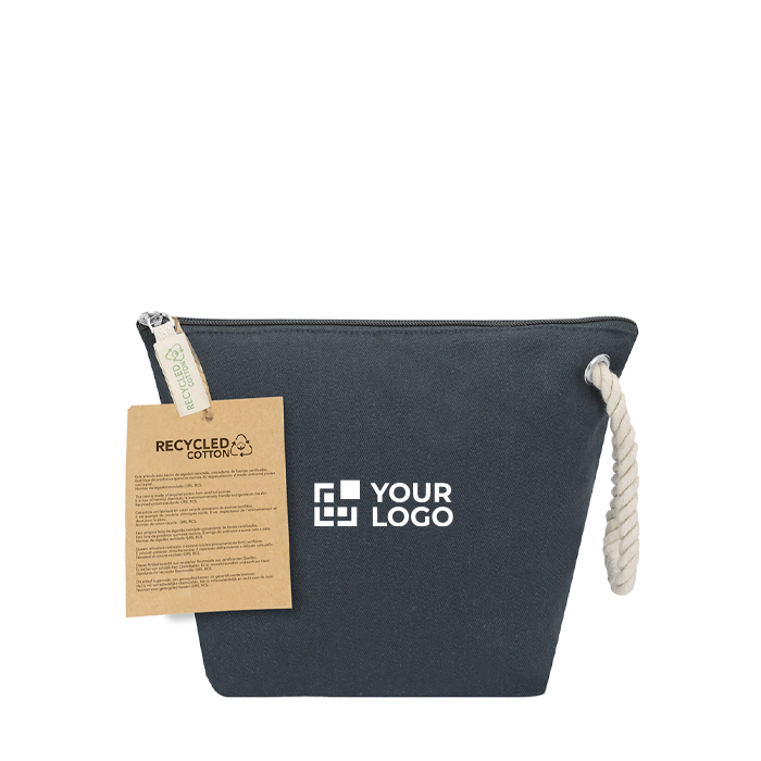 Trousse en coton recyclé avec cordon et fermeture éclair 240 g/m²