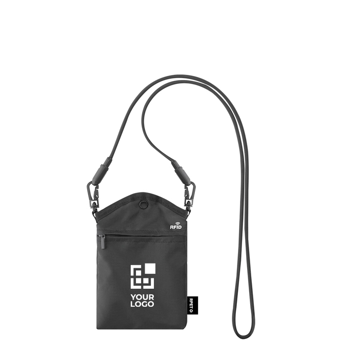 Sac bandoulière en RPET, protection RFID et sangle fonction câble