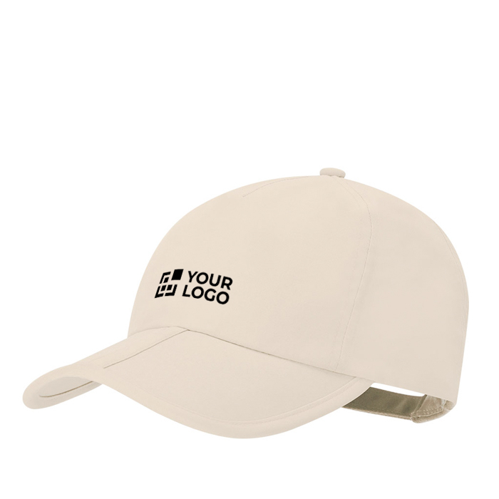 Casquette 5 panneaux en microfibre avec fermeture réglable à scratch