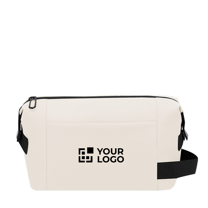 Trousse en cuir synthétique avec fermeture éclair et poignée latérale