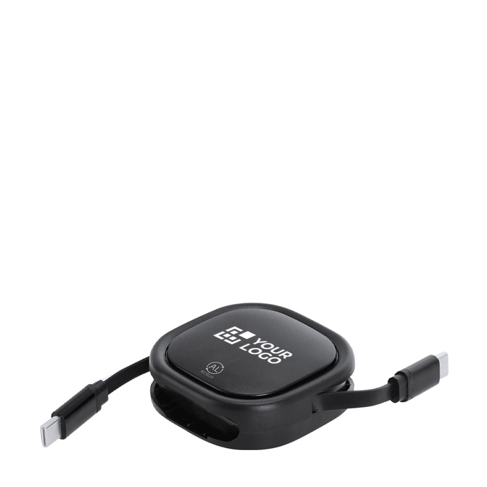 Câble chargeur USB-C rétractable matériaux recyclés jusqu’à 120cm 60W