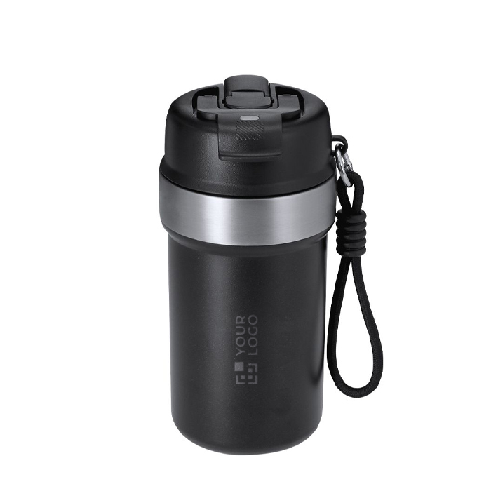 Gobelet isotherme en acier inoxydable recyclé poignée et paille 490 ml