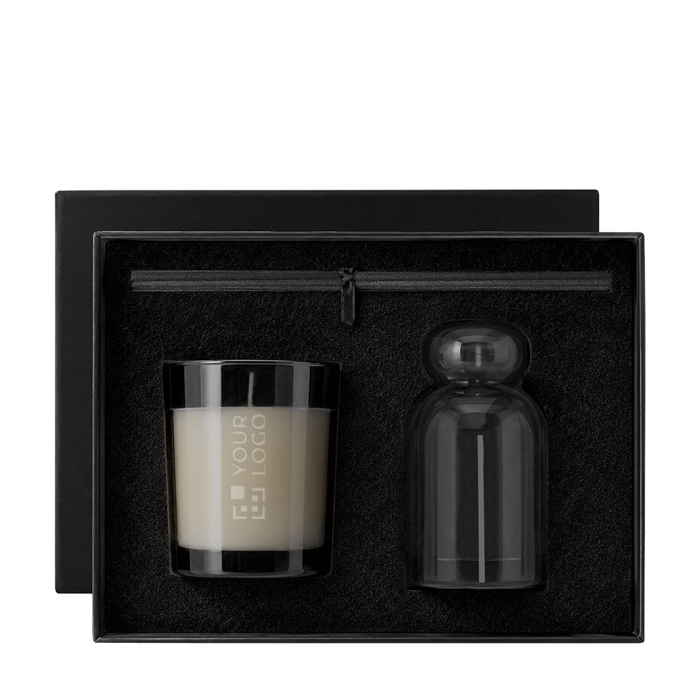 Set aromatique en verre avec diffuseur de 120 ml et bougie parfumée