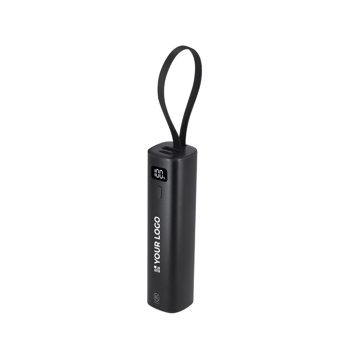 Batterie externe aluminium recyclé avec câble type C intégré 5000mAh
