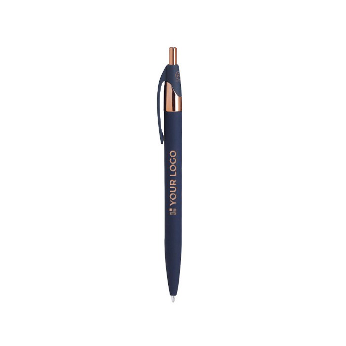 Stylo en aluminium recyclé avec détails or rose et encre bleue