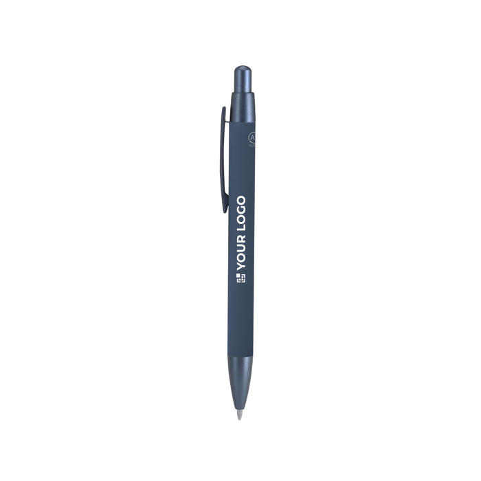 Stylo en aluminium recyclé avec détails métallisés et encre bleue