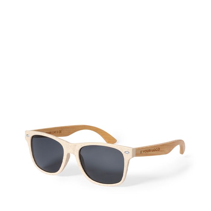 Lunettes de soleil avec branches en bambou et verres noirs UV400