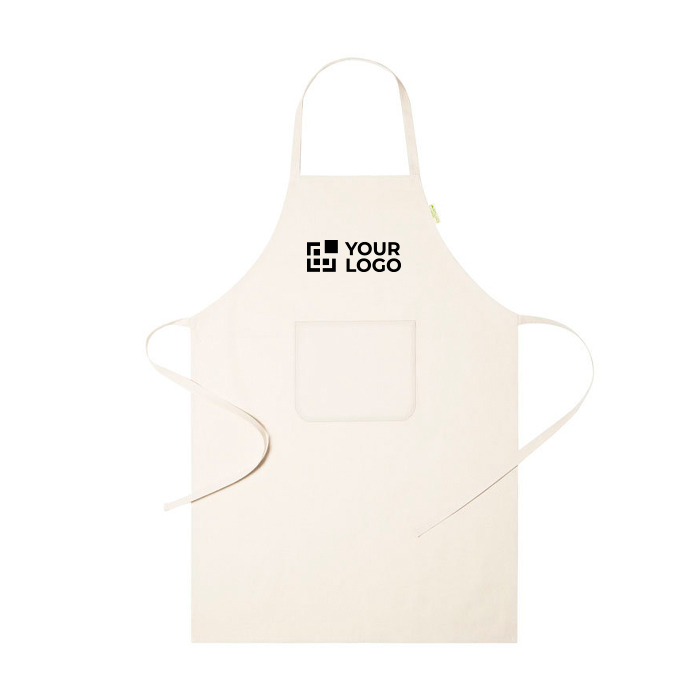 Tablier ajustable en coton biologique avec poche frontale 140 g/m²
