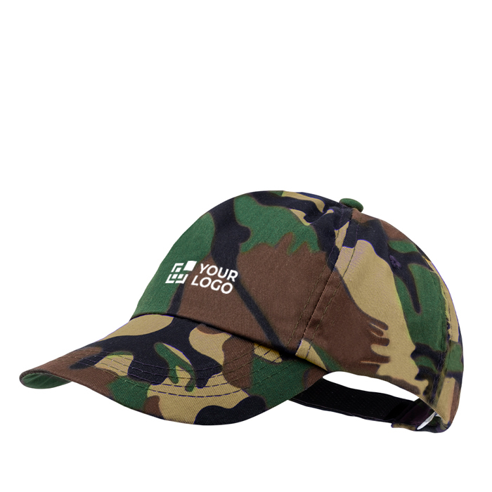 Casquette 5 panneaux en coton et polyester avec design camouflage