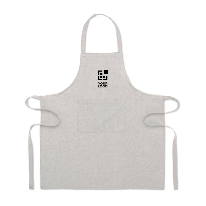 Tablier de cuisine en coton recyclé, poche avant 220 g/m² vue avec zone d'impression