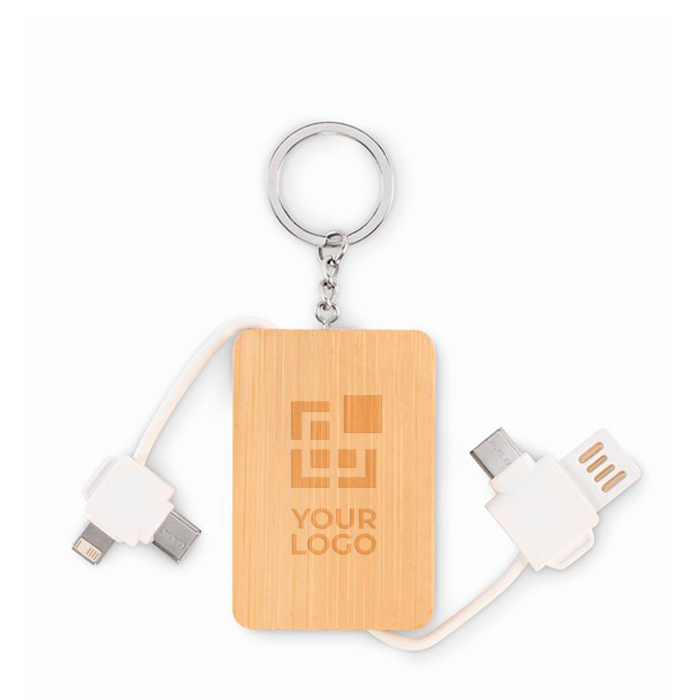 Porte-clés avec câbles de charge et coque en bambou