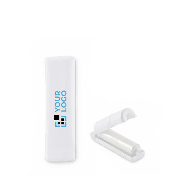 Rouleau adhésif nettoyant dans un étui blanc réutilisable