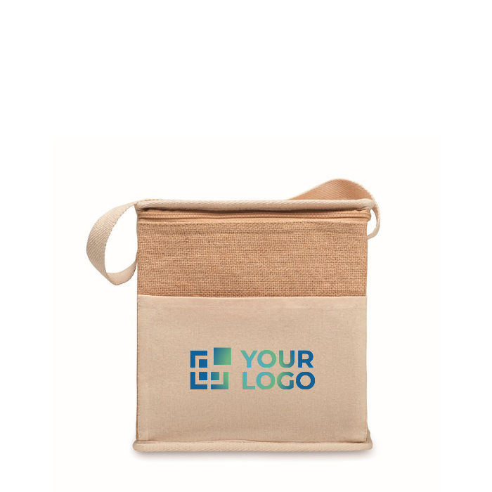 Sac isotherme en jute avec poche frontale et capacité de 3L