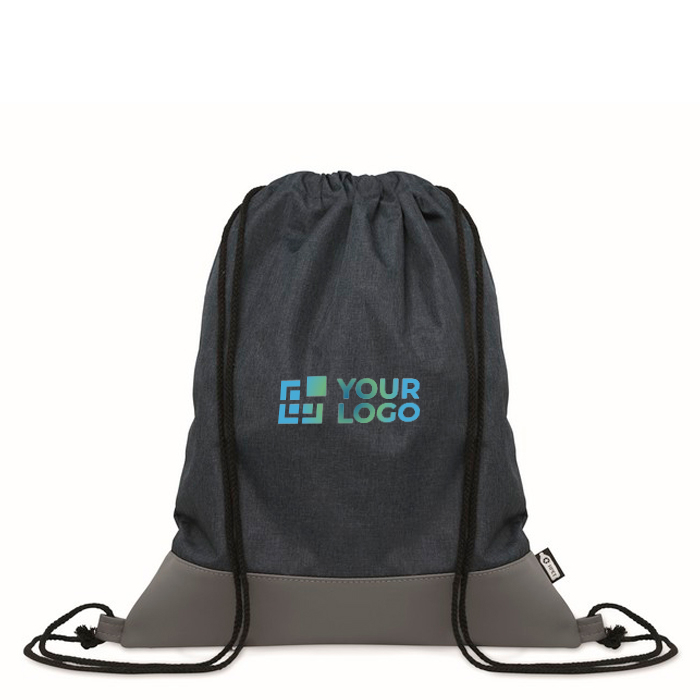 Sac à cordon en polyester RPET avec détail en cuir à la base