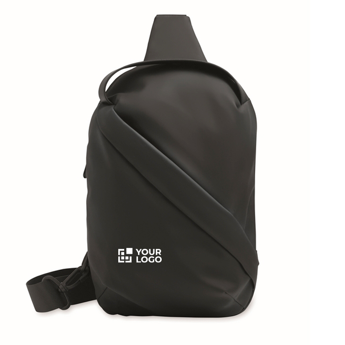 Sac bandoulière élégant en cuir synthétique noir au toucher doux