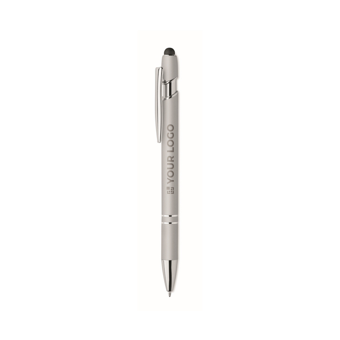 Stylo en aluminium recyclé avec finition caoutchoutée encre bleue
