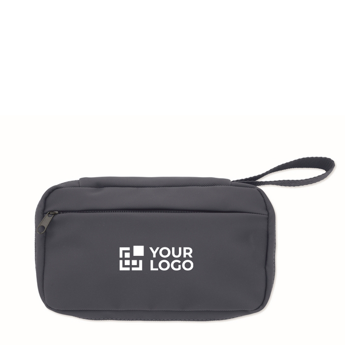 Trousse de toilette compacte en RPET 600D avec fermeture éclair