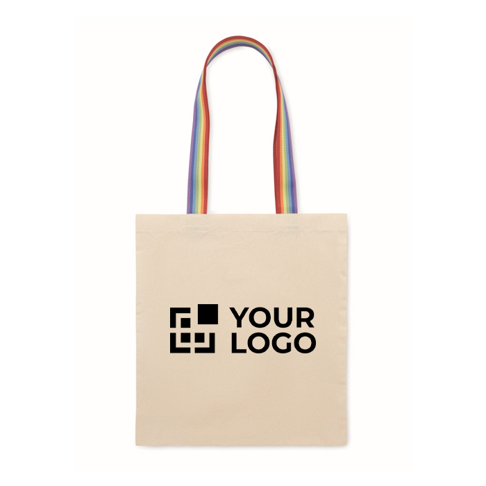Sac tote bag en coton avec anses arc-en-ciel 180 g/m²