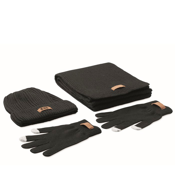 Ensemble de bonnet, écharpe et gants avec zone d'impression