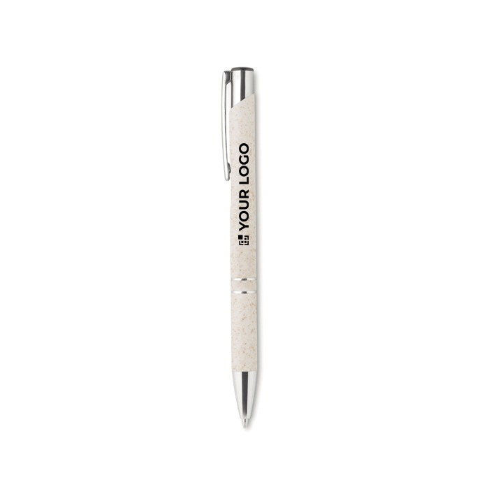 Stylo personnalisé en paille de blé couleur noir