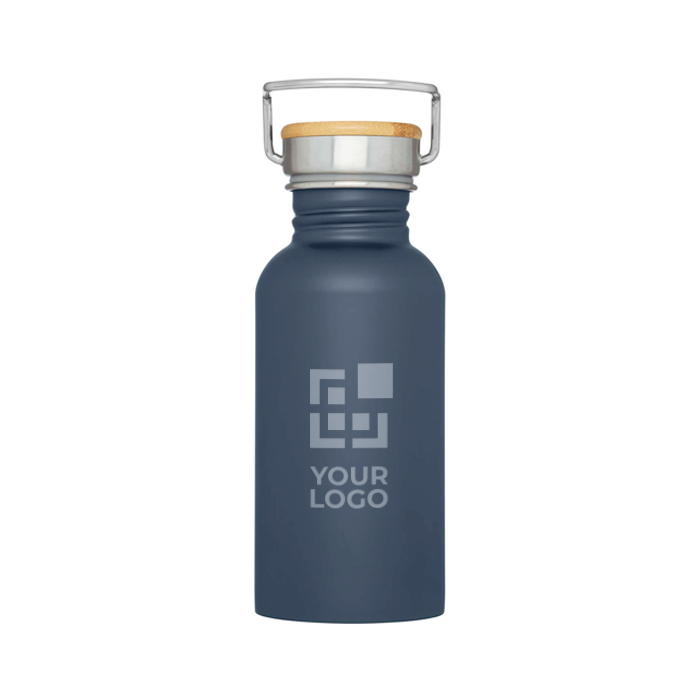 Gourde en acier inoxydable simple paroi avec bouchon en bambou 550 ml