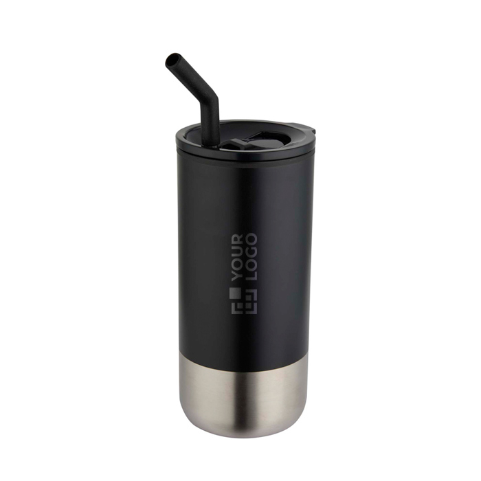 Gobelet isotherme avec paille en acier et embout en silicone 480 ml