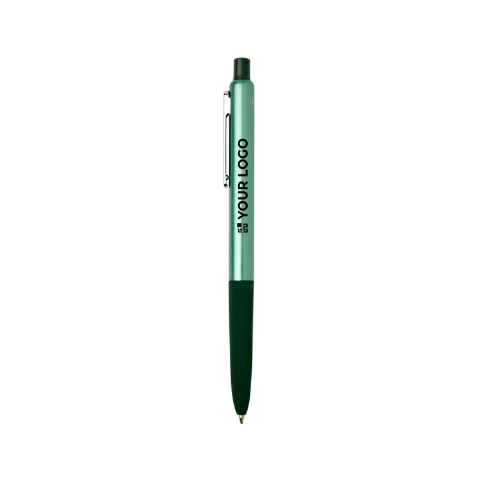 Stylo en aluminium recyclé et grip gomme douce, encre bleue