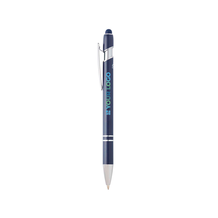 Stylo en aluminium recyclé avec pointeur tactile, encre bleue