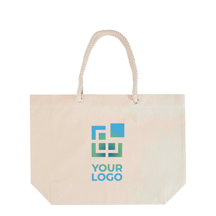 Sac de plage en coton recyclé avec anses en corde 270 g/m²