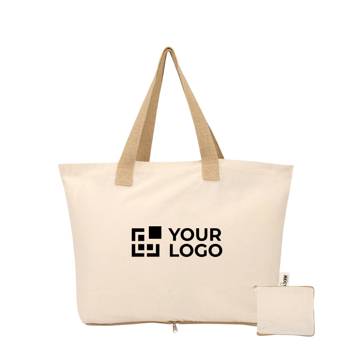 Sac en coton recyclé pliable avec certificat GRS 7 L 140 g/m²