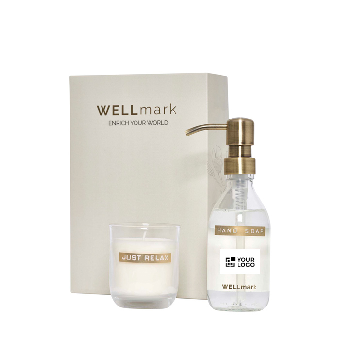 Set distributeur savon et bougie parfumée en verre WELLmark 250 ml