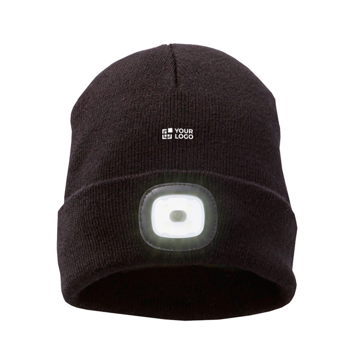 Bonnet côtelé extensible avec LED frontale 92 g/m²