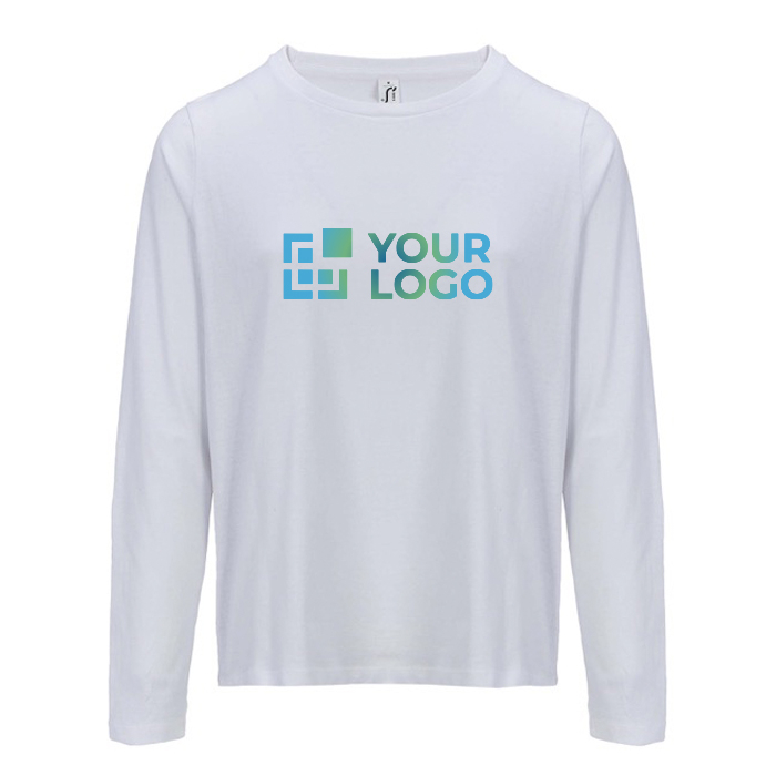 T-shirt coton semi-peigné manches longues col rond