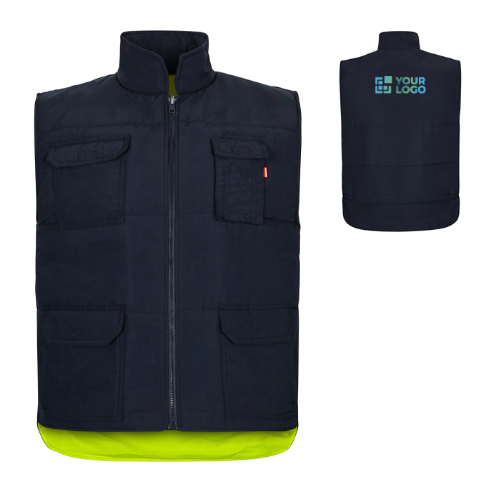 Gilet de travail matelassé et réversible en polyester 220 g/m²