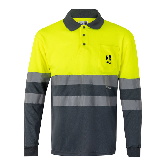 Polo de travail manches longues fluorescent 160 g/m²