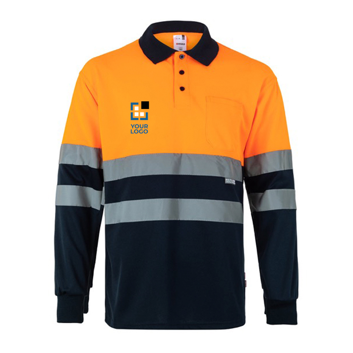 Polo de travail manches longues haute visibilité 160 g/m²