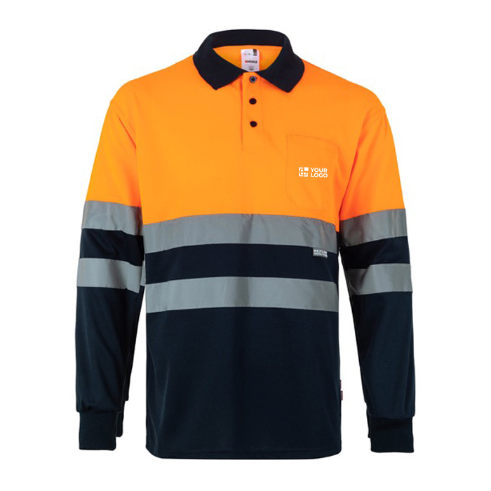 Polo bicolore de travail manches longues grande taille 160 g/m²