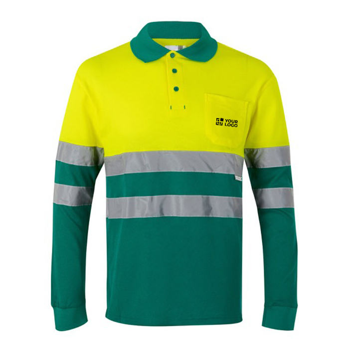 Polo piqué unisexe manches longues coton et polyester 150 g/m²