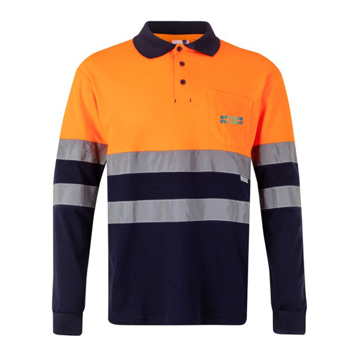 Polo de travail piqué manches longues haute visibilité 150 g/m²
