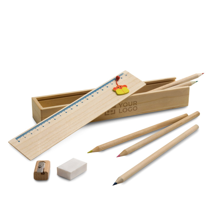Trousse en bois avec accessoires avec zone d'impression