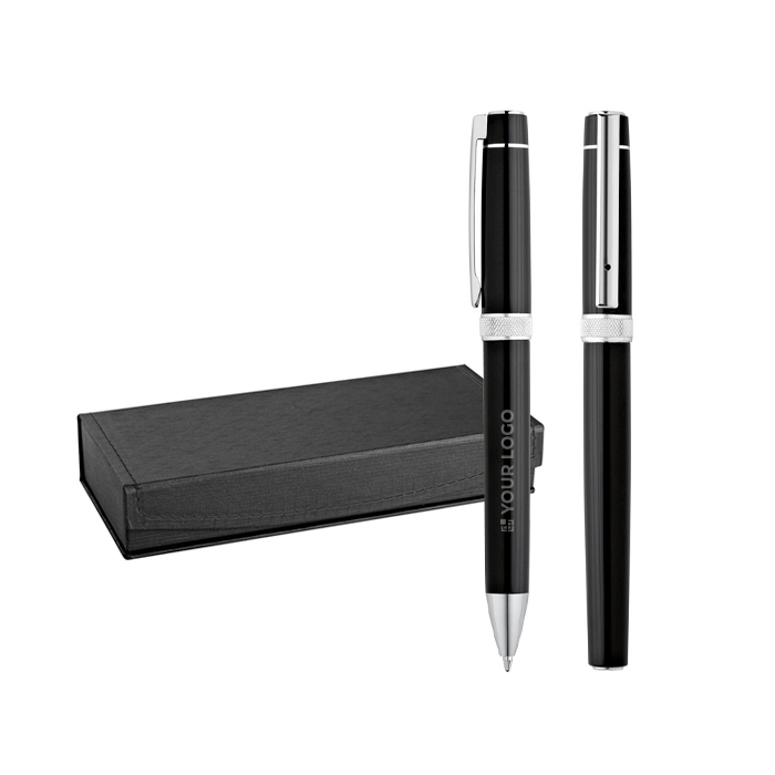 Set d'écriture dans une boîte de présentation couleur noir
