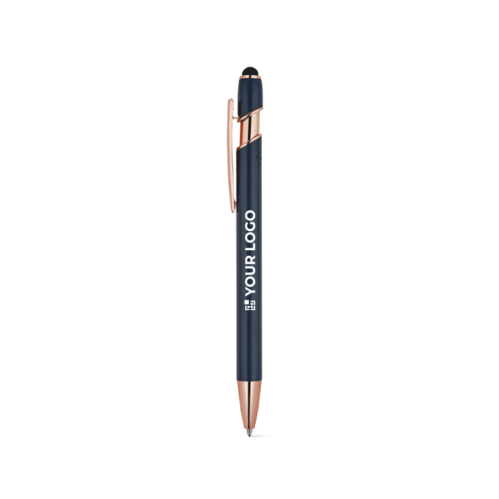 Stylo en aluminium recyclé mat avec embout tactile et encre bleue