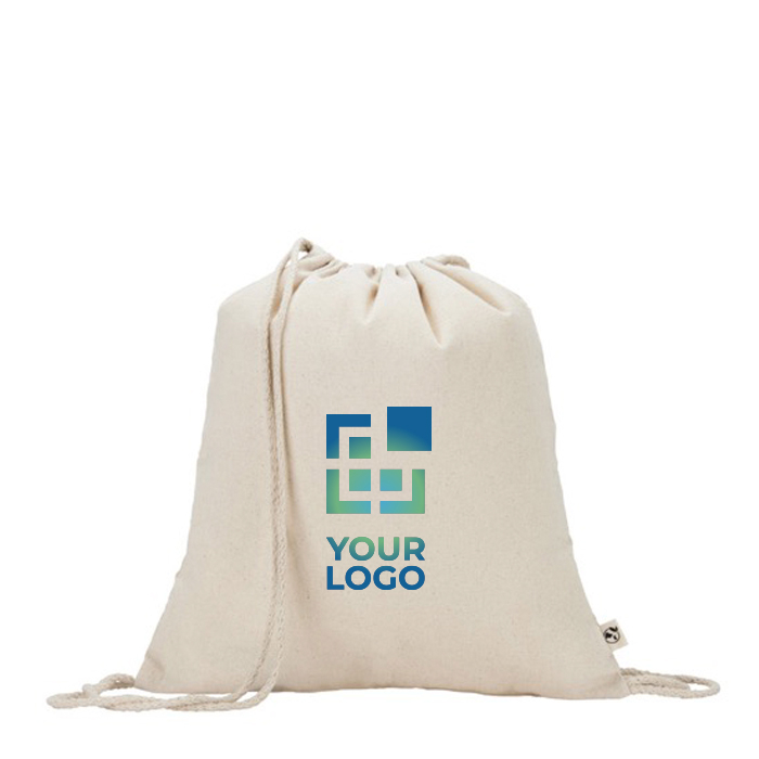 Sac à cordon en coton recyclé couleur naturelle 180 g/m²