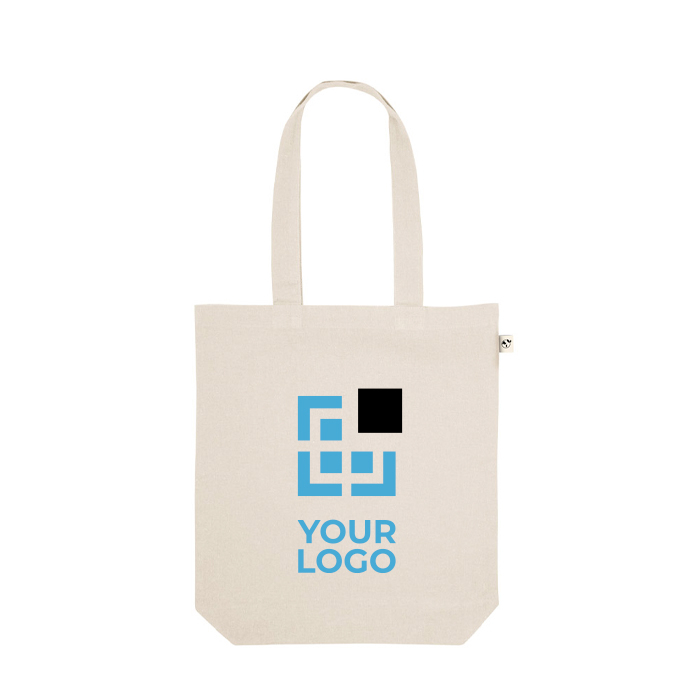 Sac de courses en coton recyclé et polyester à anses longues 280 g/m²