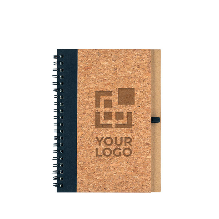 Carnet B6 avec couverture en liège et RPET, avec stylo et pages unies