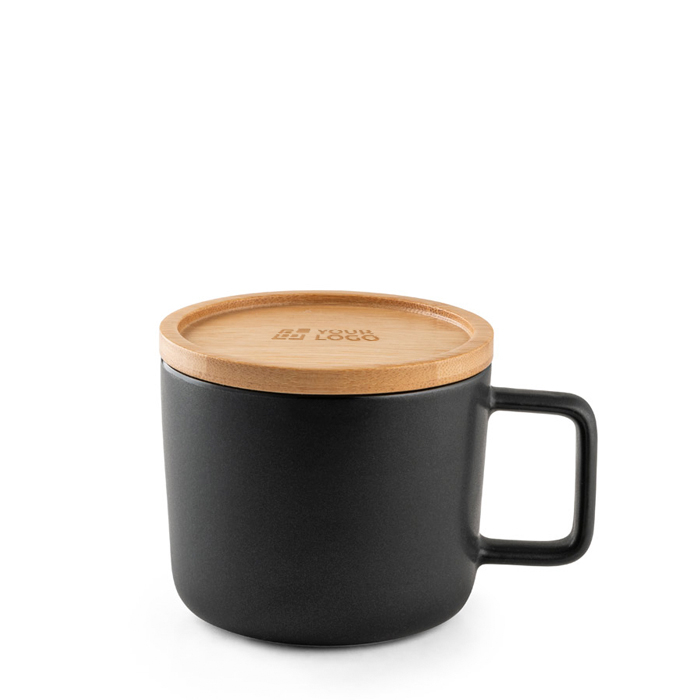 Mug en céramique avec couvercle en bambou