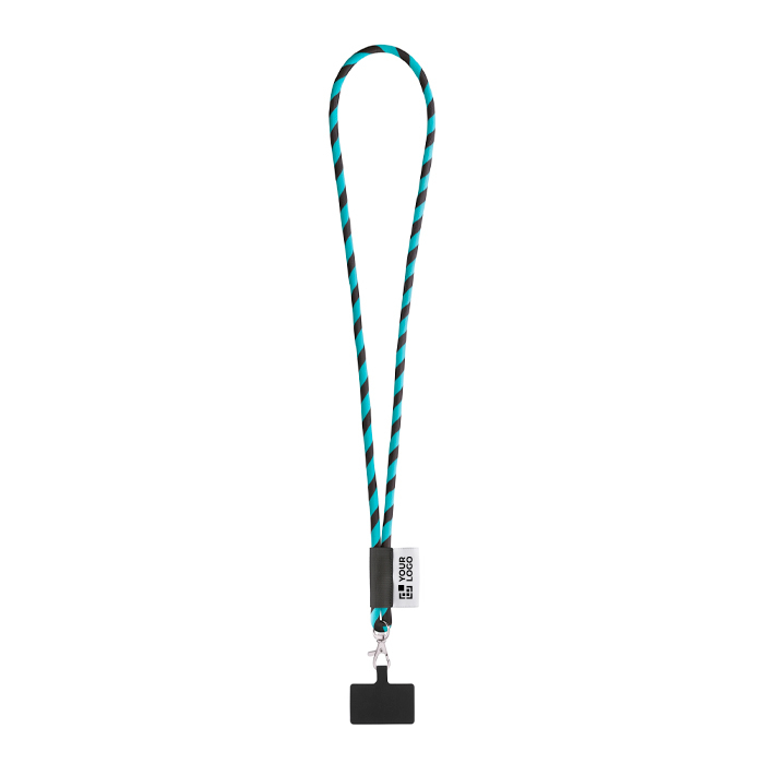 Cordon tubulaire avec mousqueton et support téléphone 6,5 x 4,1 cm